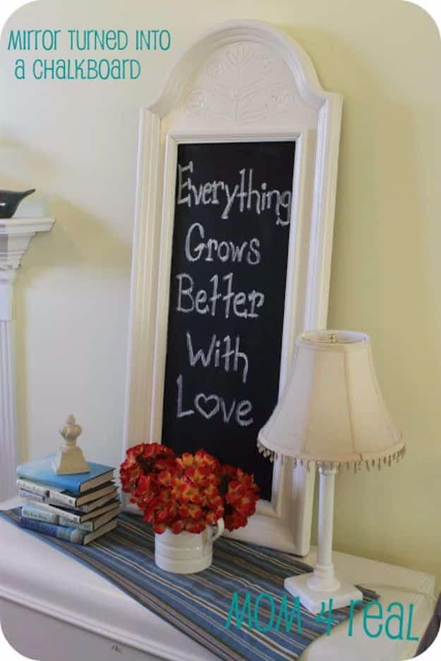 Upcycled Mirror Frame into a Chalkboard Art, a popular choice on this list and a favorite pick from this roundup