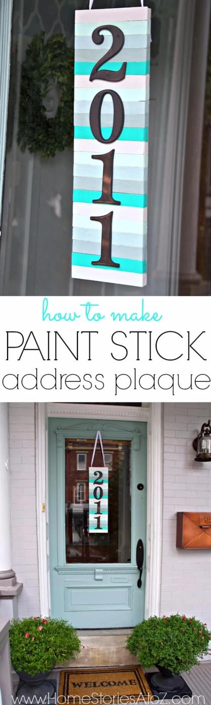 Paint Stick Address Plaque, a reclaimed wood craft, simple enough for a first try and a charming handmade detail