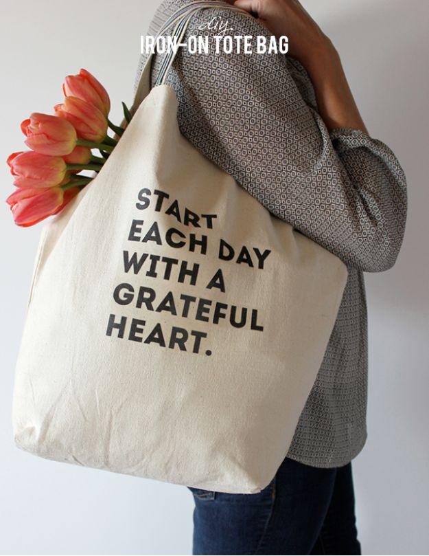 DIY Iron-on Tote Bag, a reusable bag project, doable even on a tight timeline and an idea worth saving for later
