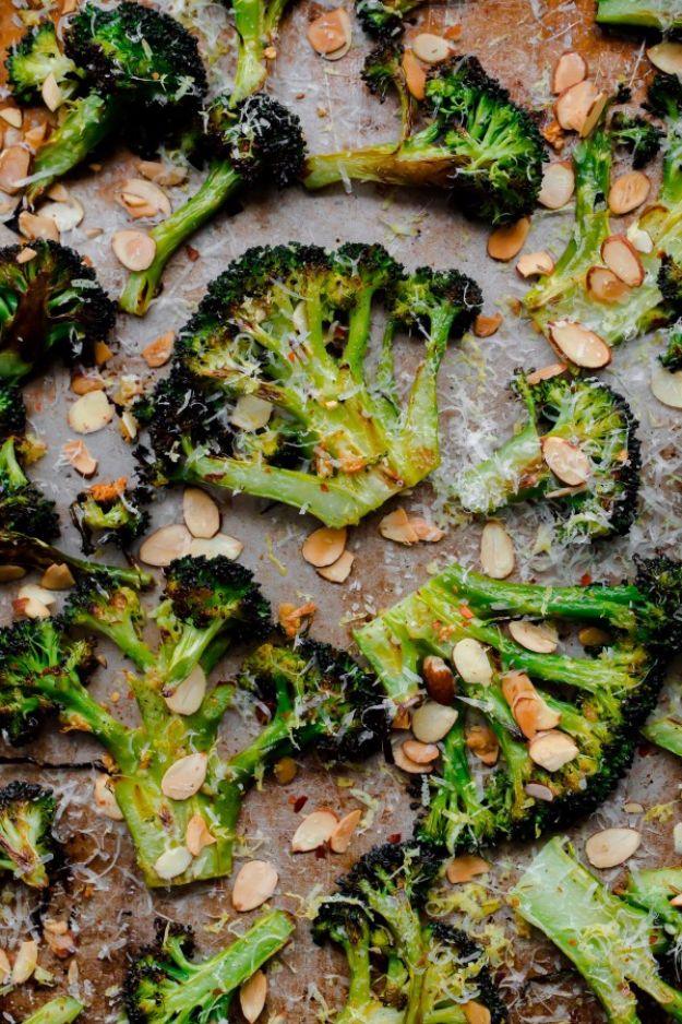 Crack broccoli roasted at high heat into deeply browned steaks with toasted almonds, lemon and pecorino
