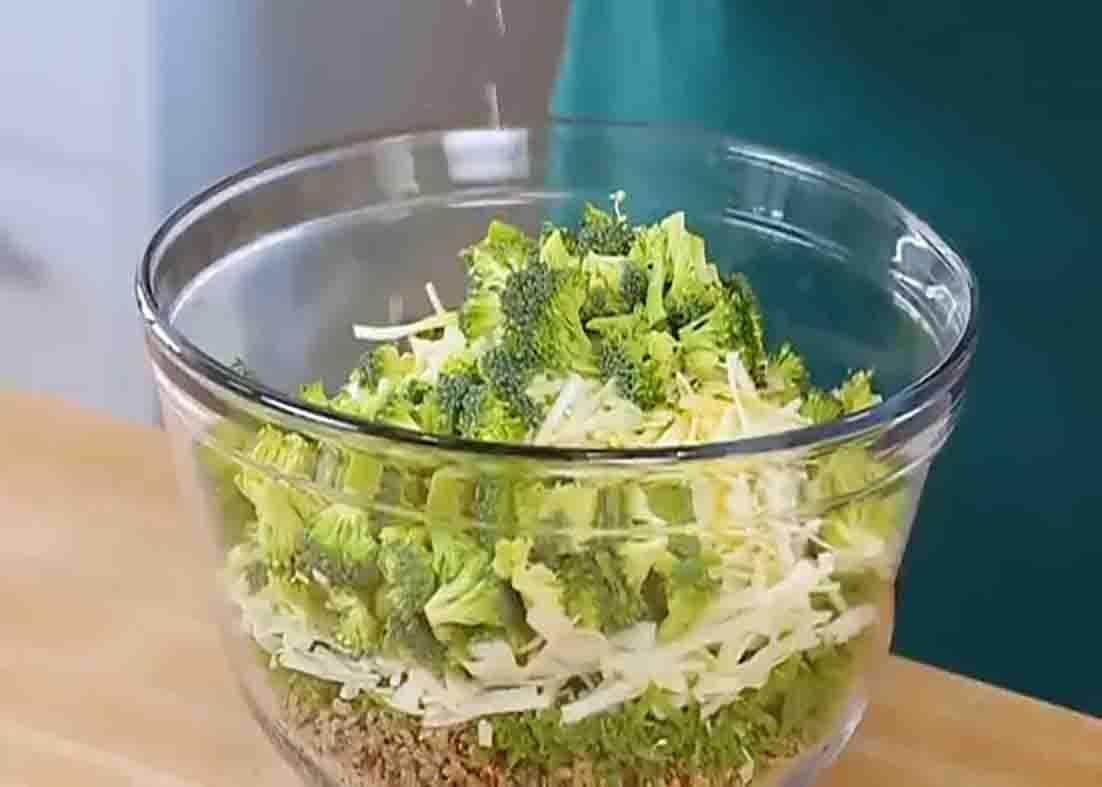 Assembling the green goddess salad