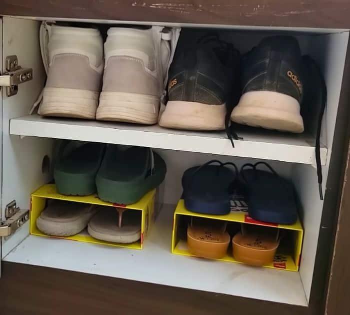 11 No-Cost Home and Kitchen Organization Ideas Shoe Rack