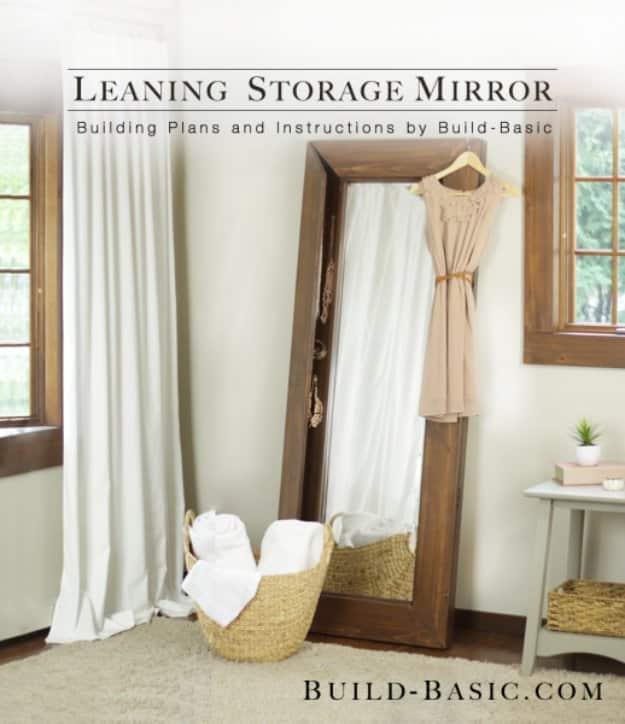 DIY Renters Decor Ideas - Leaning Storage Mirror Tutorial - Cool DIY Projects for Those Renting Aparments, Condos or Dorm Rooms - Easy Temporary Wall Art, Contact Paper, Washi Tape