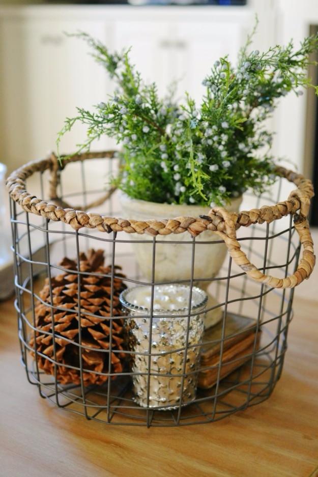 Chicken Wire Basket Christmas Decor, quick enough to finish before nap time and a detail guests always ask about