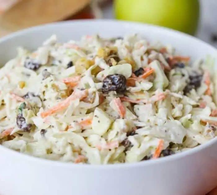 Easy Fresh Apple Raisin Coleslaw Recipe