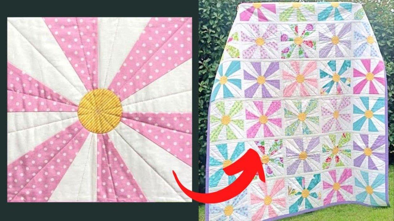 Easy Quilt-As-You-Go Daisy Block