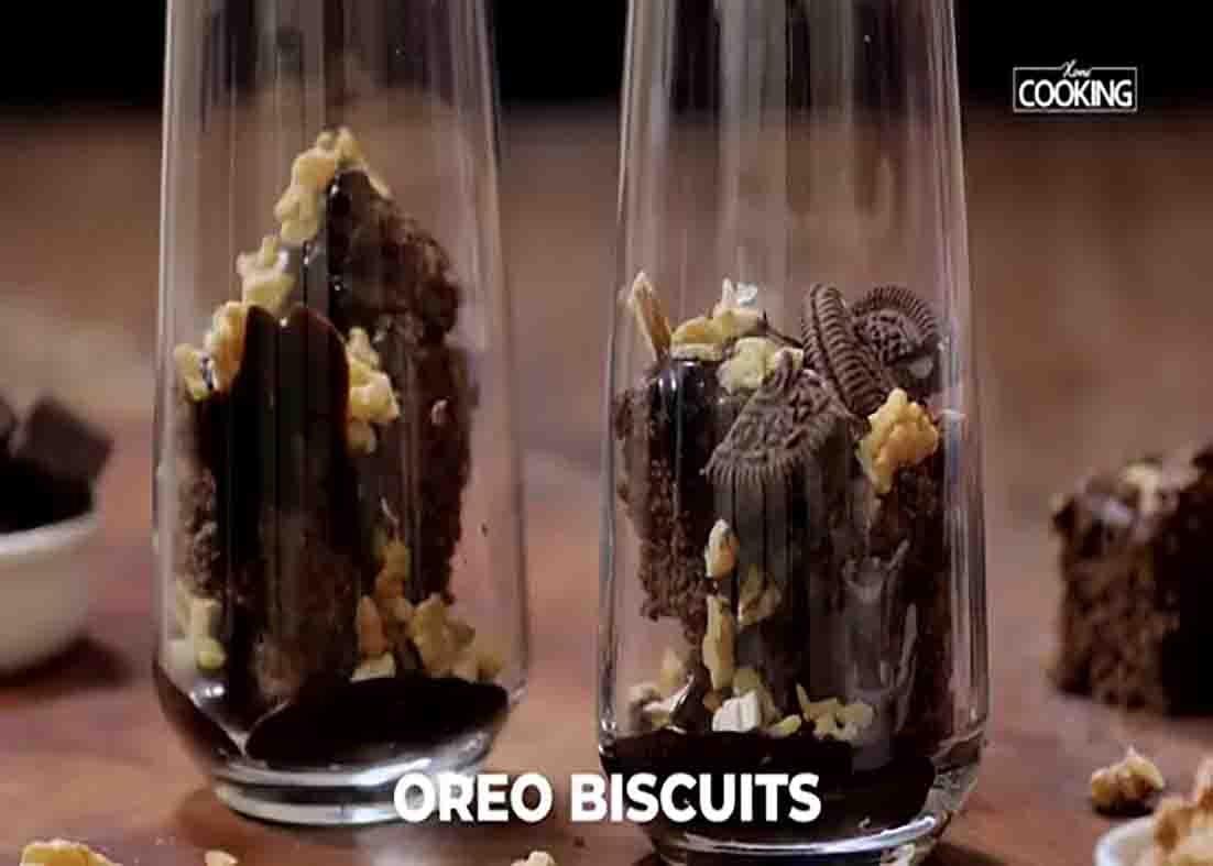 Building the chocolate shake sundae