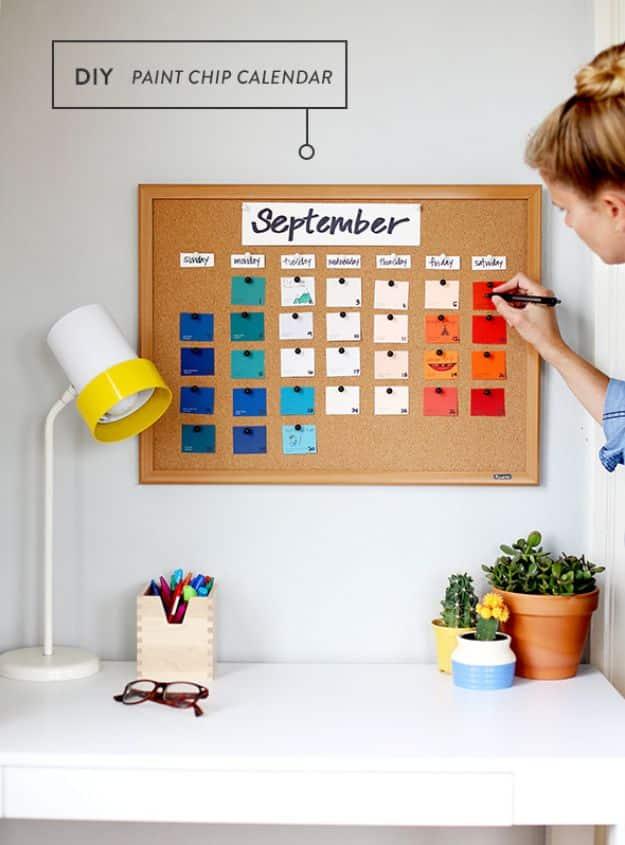 Paint Chip Calendar, a fun DIY calendar worth making to start the year off right and a favorite pick from this roundup