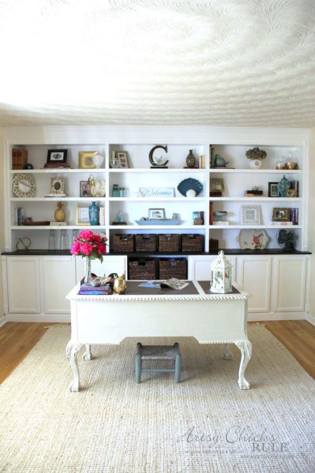 DIY Office Furniture - DIY Bookcase - Do It Yourself Home Office Furniture Ideas - Desk Projects, Thrift Store Makeovers, Chairs, Office File Cabinets and Organization - Shelving,