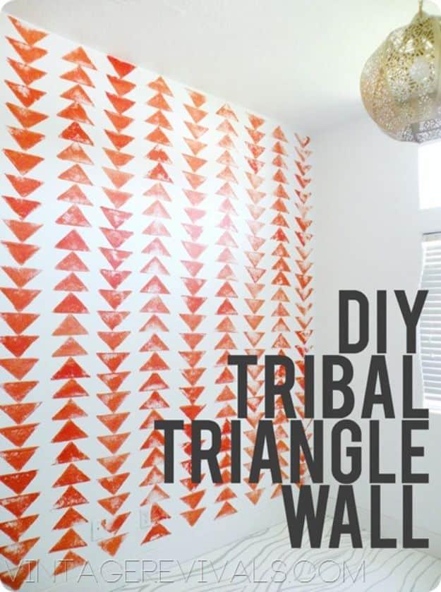 Stamped Tribal Triangle Chain Wall, a simple weekend project before baby arrives and it is easier than it looks