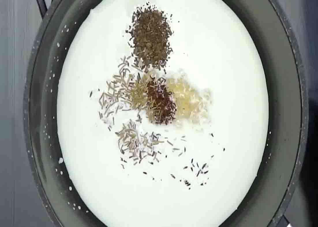 Making the cream mixture for the slow cooker scalloped potatoes
