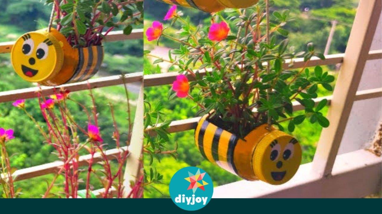 How to Recycle Plastic Jars Into DIY Bee Planters