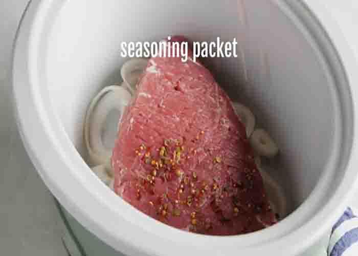 Seasoning the corned beef brisket