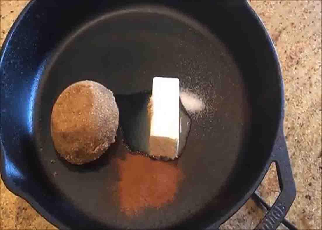 Caramelizing the brown sugar for the southern fried apples