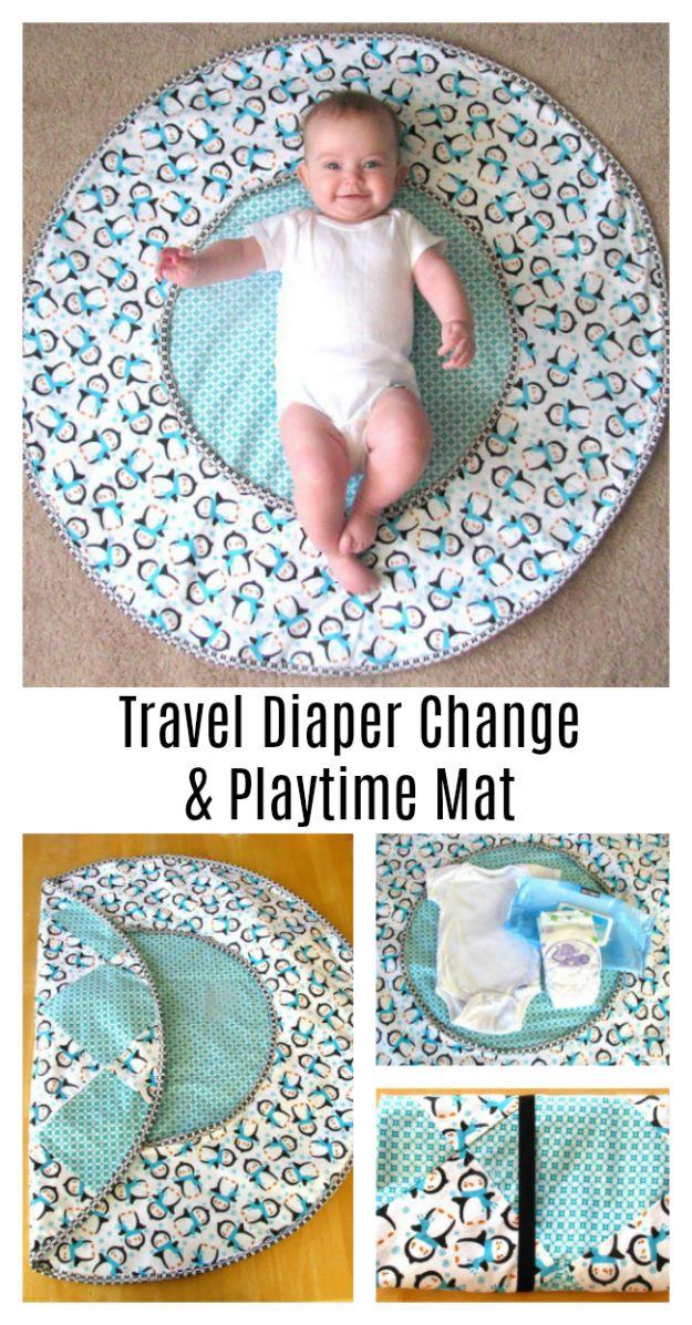 DIY Sewing Projects for the Home - DIY Travel Diaper Changing Pad & Playtime Mat - Easy DIY Christmas Gifts and Ideas for Making Kitchen, Bedroom and Bathroom Decor - Free Step by