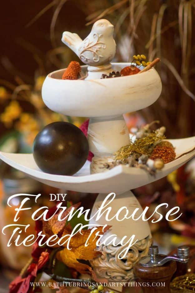 DIY Vanity Trays - Amazing Farmhouse Style Tiered Tray from Thrift Store Items - Easy Homemade Decor for Bathroom, Bedroom and Vanities - Tray to Store Jewelry and Accessories With