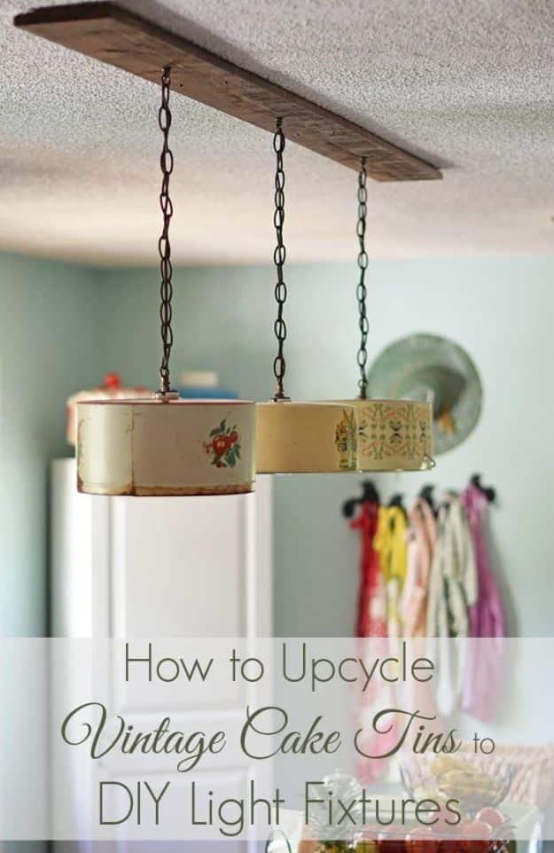 Upcycle Vintage Cake Tins to DIY Light Fixtures, a fast weekend build even for a novice and a detail guests always ask about