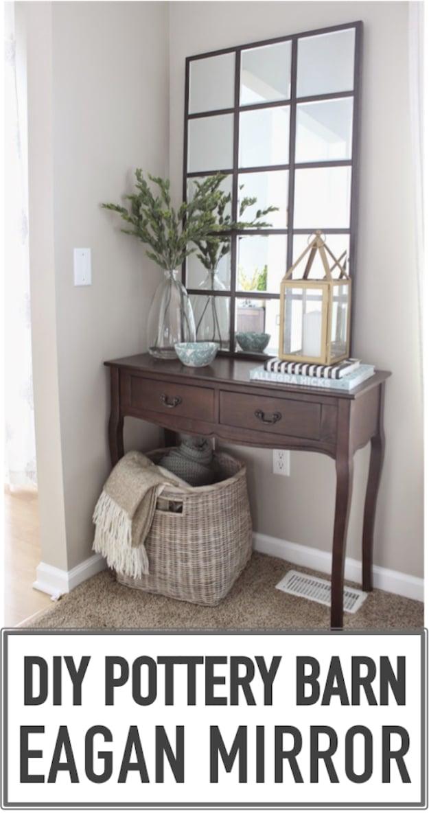 DIY Pottery Barn Eagan Mirror, a statement design element, forgiving enough to redo without wasting materials