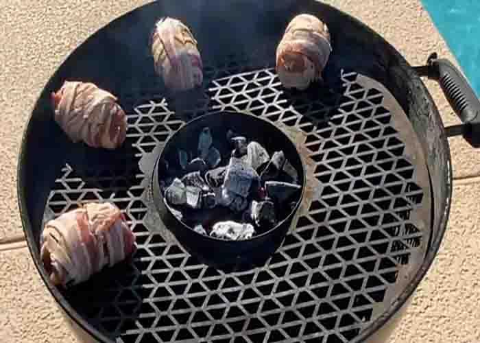 Grilling the barbecue chicken bombs