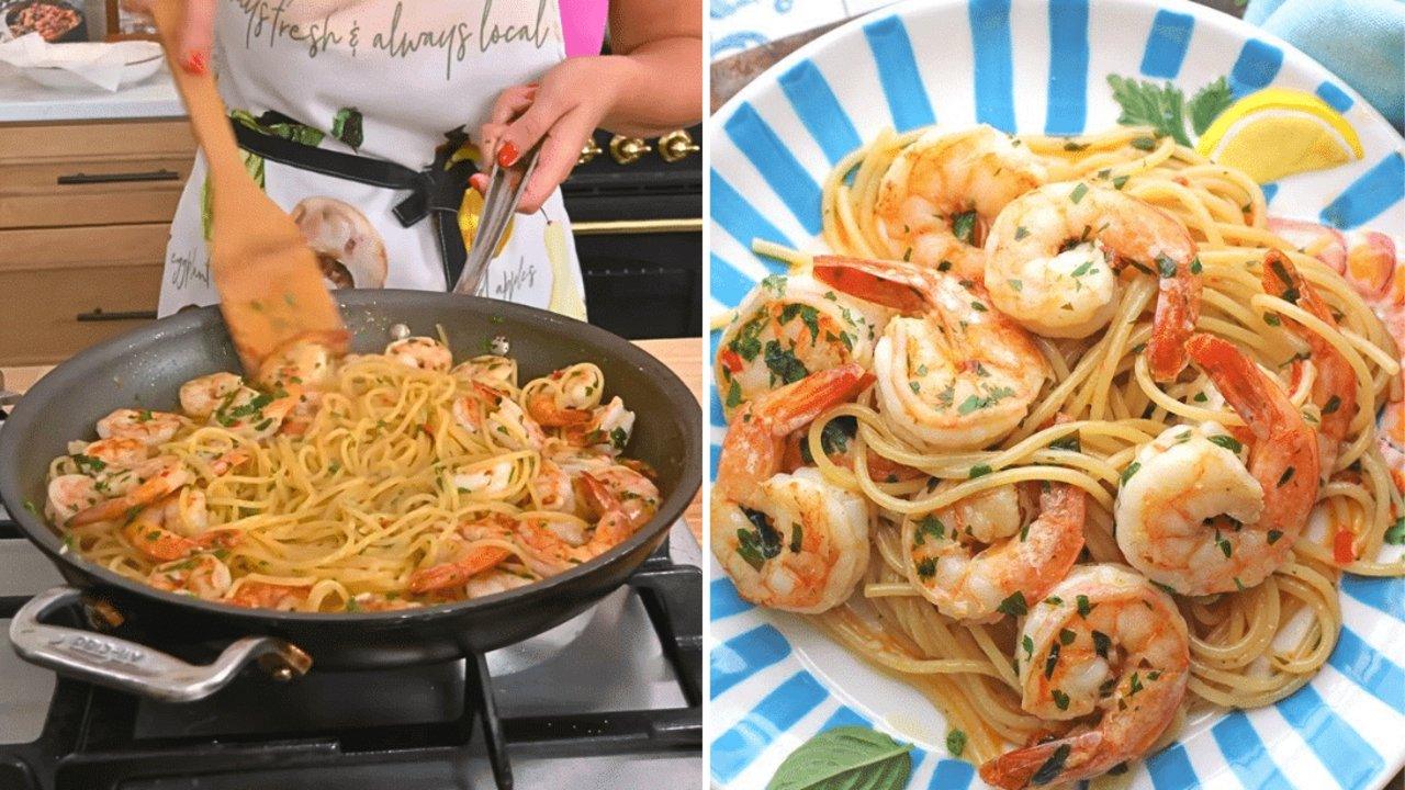 Easy shrimp scampi with garlic butter, white wine and fresh parsley tossed through spaghetti in one skillet