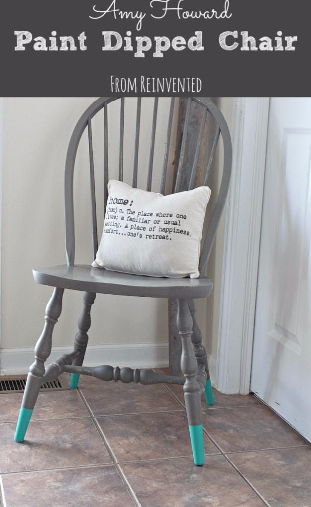 Paint Dipped Chair, forgiving enough for a first attempt and proof a small touch makes a big difference