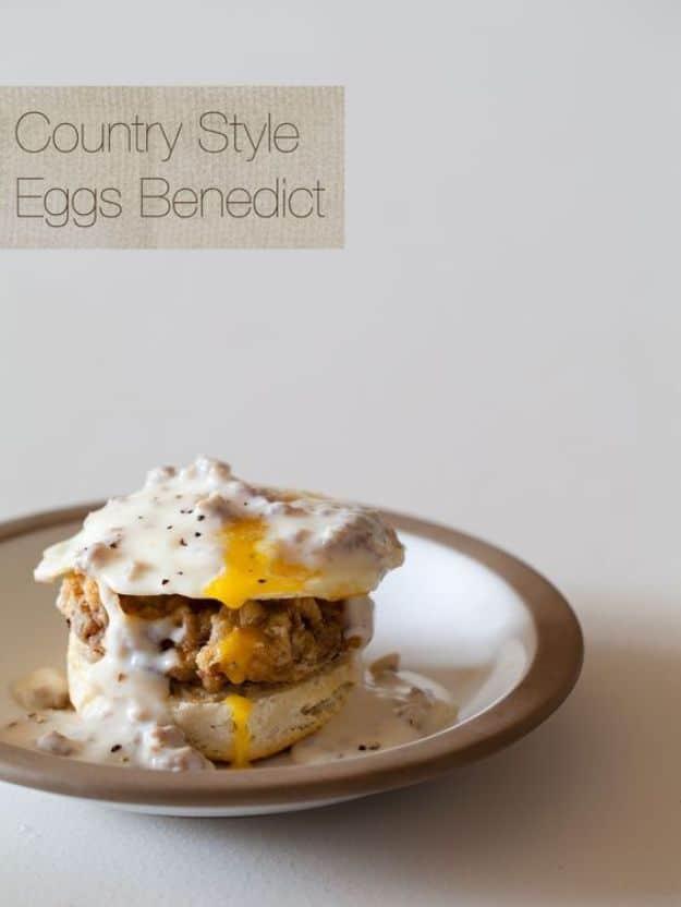 Eggs Benedict Recipes - Country Style Eggs Benedict - Best Benedicts and Recipe Ideas for Breakfast, Brunch and Lunch - Easy and Quick Eggs Benedict, Classic, Salmon, Vegetarian an