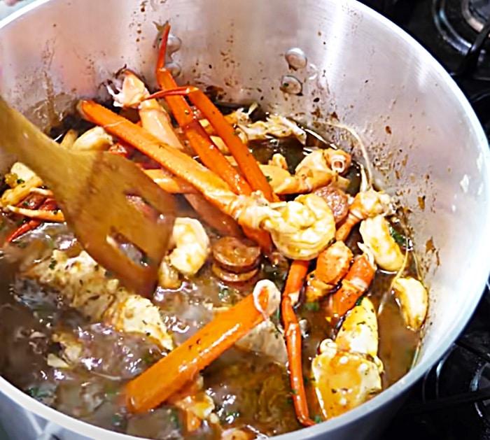 Add King Crab Legs To Seafood Gumbo