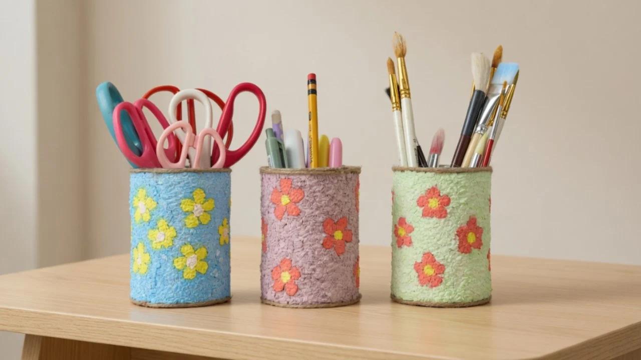 DIY Tin Can Desk Organizer Tutorial — easy step-by-step DIY tutorial.