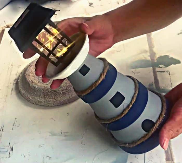 How To Make DIY Terra Cotta Pot Lighthouse