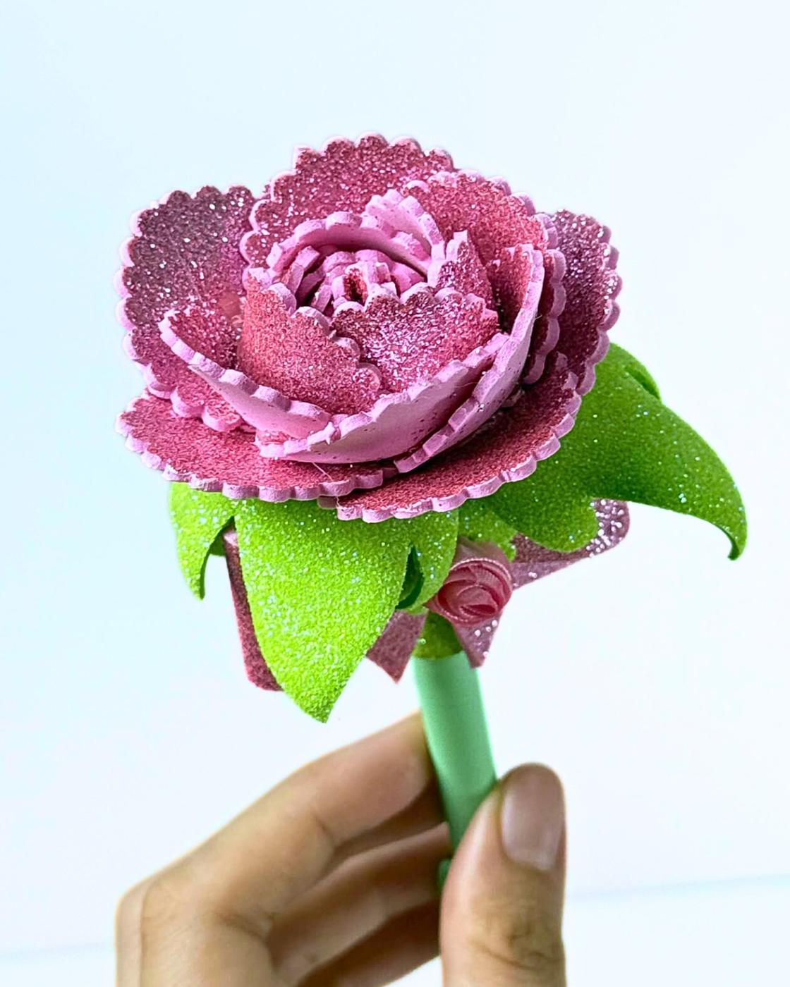 Glitter Foam Flower Pen
