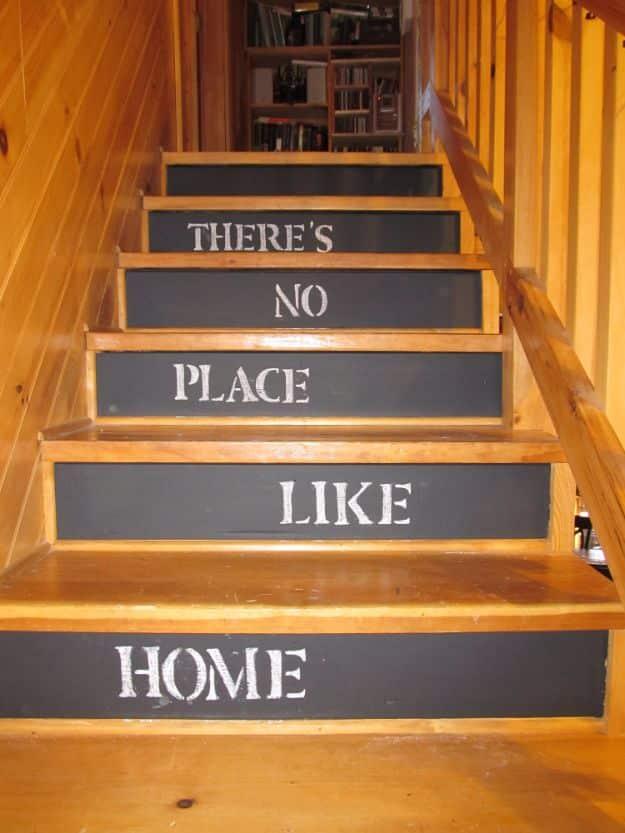 Chalkboard Stairs, one of the best chalkboard paint ideas on this list and a fun make worth trying with the kids