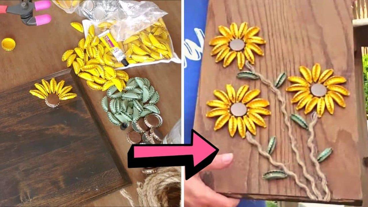 DIY Bottle Cap Sunflower Art Tutorial
