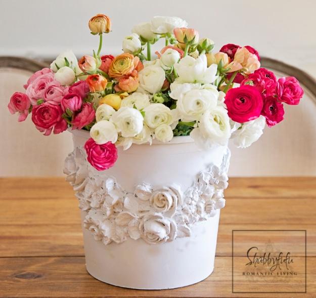 Shabby Chic Decor and Bedding Ideas - Shabby Chic Florist Bucket - Rustic and Romantic Vintage Bedroom, Living Room and Kitchen Country Cottage Furniture and Home Decor Ideas. Step