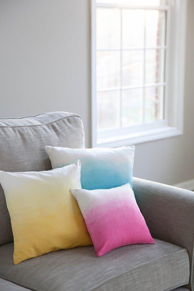 DIY Pillows and Creative Pillow Projects - DIY Ombre Pillows - Decorative Cases and Covers, Throw Pillows, Cute and Easy Tutorials for Making Crafty Home Decor - Sewing Tutorials a
