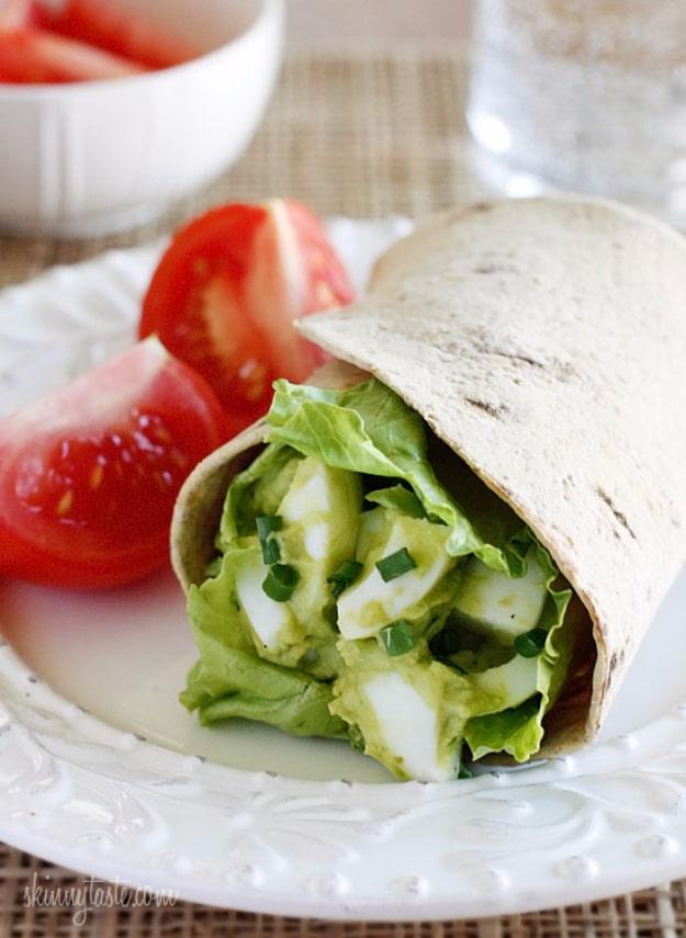 Healthy Lunch Ideas for Work - Avocado Egg Wrap - Quick and Easy Recipes You Can Pack for Lunches at the Office - Lowfat and Simple Ideas for Eating on the Job - Microwave, No Heat