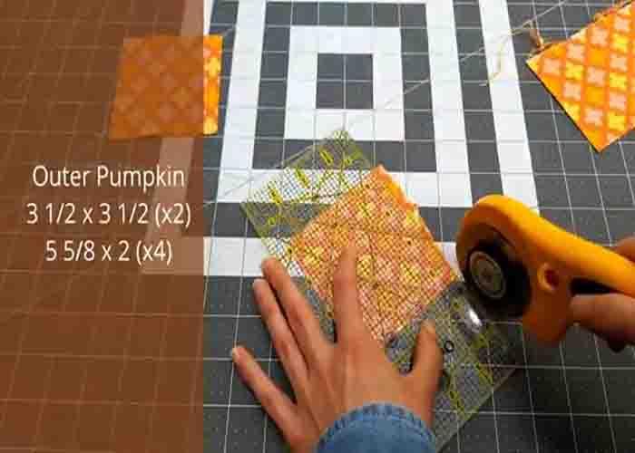 Cutting the fabric requirements for the pumpkin potholder