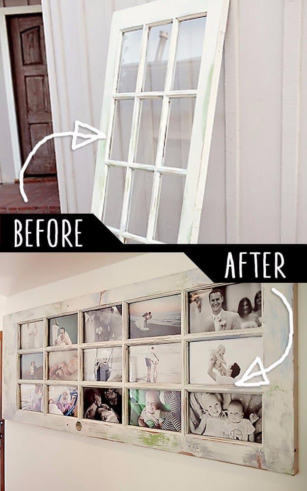 Upcycled Door Photo Frame, a quick living room refresh, and charm that fits right into an existing room