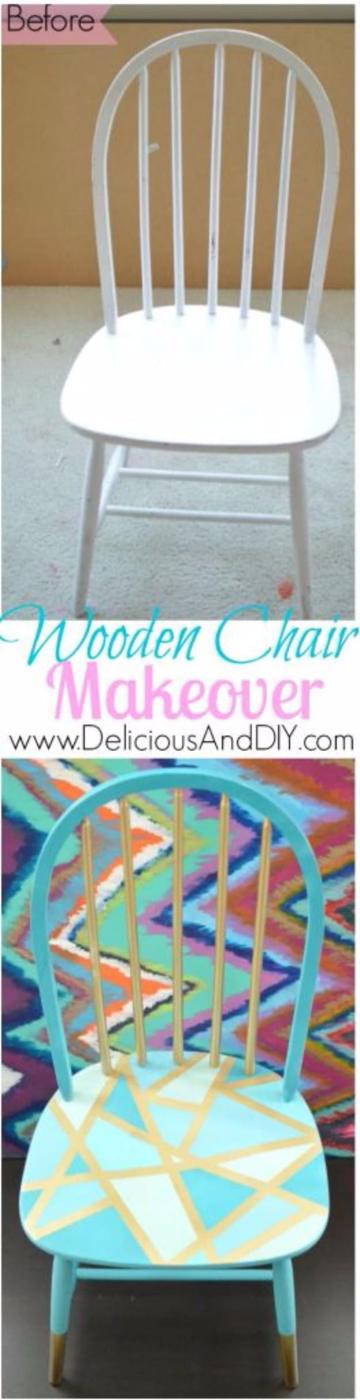 Wooden Chair Makeover, no special tools required to start and proof a small touch makes a big difference