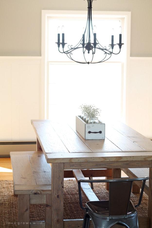 DIY Farmhouse Table, quick to put together in one afternoon and a fix that outlasts most store bought options