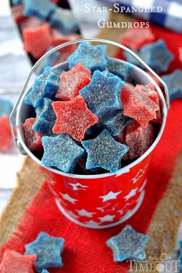 4th of july desserts red-white-blue-gumdrops | DIY Projects & Crafts by Sueeye #fourthofjuly #july4th #desserts