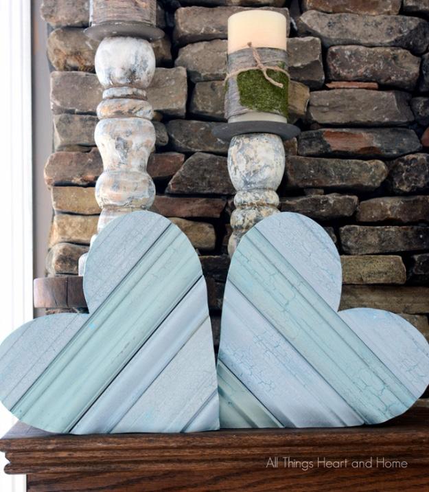 Shabby Chic Decor and Bedding Ideas - Scrap Wood Hearts - Rustic and Romantic Vintage Bedroom, Living Room and Kitchen Country Cottage Furniture and Home Decor Ideas. Step by Step