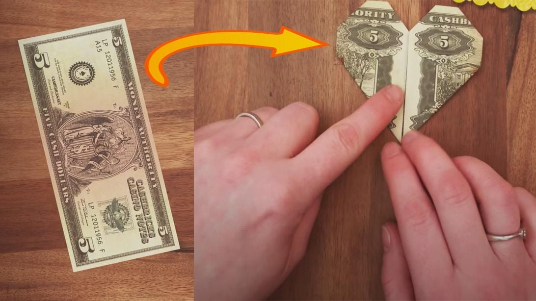 How to Make a Heart Out of a Dollar Bill