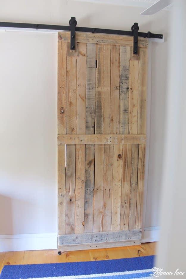 DIY Pallet Furniture Ideas - DIY Pallet Sliding Barn Door - Best Do It Yourself Projects Made With Wooden Pallets - Indoor and Outdoor, Bedroom, Living Room, Patio. Coffee Table, C