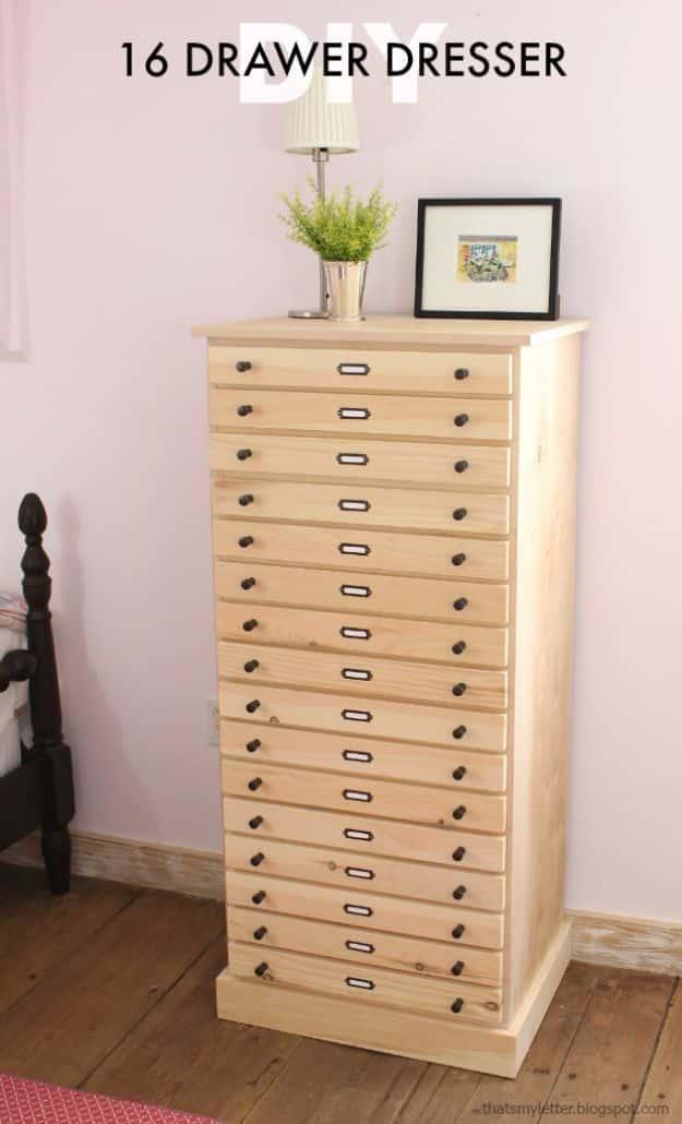 DIY 16-Drawer Dresser, one of the best dresser makeover ideas on this list and a project worth trying this weekend
