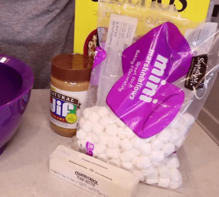Ingredients for Peanut Butter Cheerios Bars