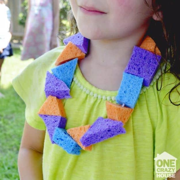 Summer Sponge Lei, simple enough to try with stuff already on hand and a trick worth passing along to everyone who asks