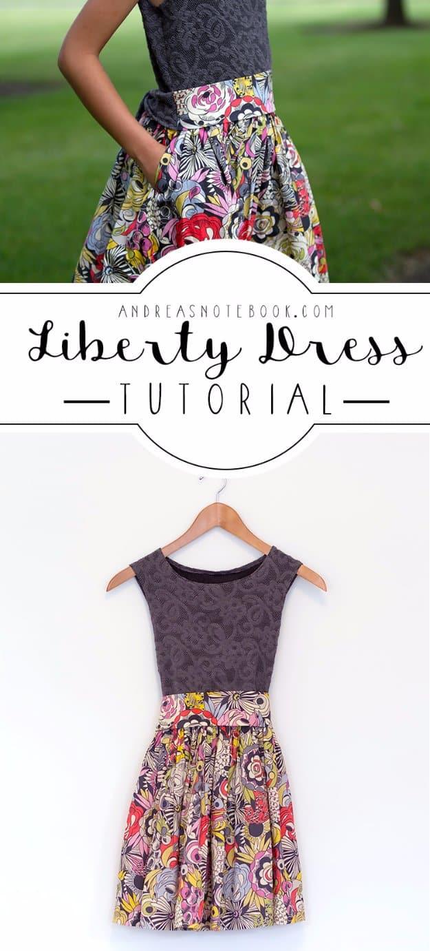 Gorgeous Liberty Dress Tutorial, an easy pattern that works well for beginners and a beginner friendly sewing pattern idea
