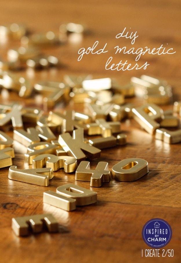 DIY Gold Magnetic Letters, simple enough for a beginner's initial attempt at the idea and a keepsake worth handing down