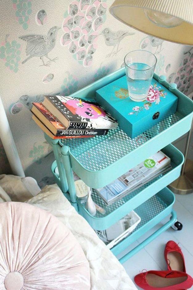IKEA Bedroom Furniture Hacks For Decorating Your Room On A Budget- Bar Cart - Best IKEA Furniture Hack Ideas