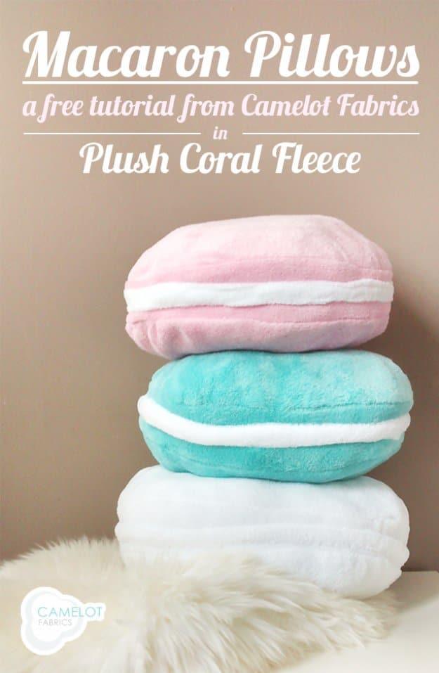 DIY Pillows and Creative Pillow Projects - Plush Coral Fleece Macaron Pillow Tutorial - Decorative Cases and Covers, Throw Pillows, Cute and Easy Tutorials for Making Crafty Home D